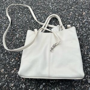Elegant White Women's Handbag DIAMICCI, all leather crossbody /handles